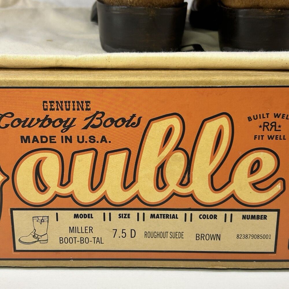 Double RL Miller Cowboy Boots Mens 7.5D Brown Suede Roughout Ralph Lauren RRL - Picture 5 of 14